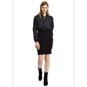 OPENING‎ CEREMONY Black XS Torch Mixed Media Bomber Ribbed Sweater Dress